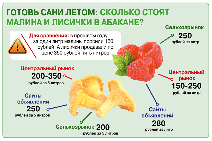 Инфографика - стоимость малины и лисичек