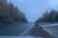 Первый снег выпал на трассе &quot;Красноярск - Абакан&quot;